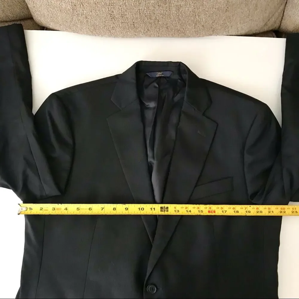 Brooks Brothers 346 Stretch Men's 43L Black 100% Wool 2 Button Blazer Jacket